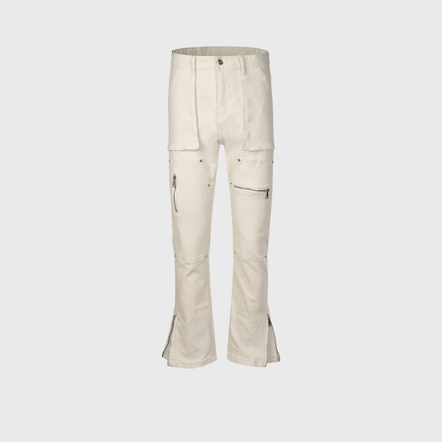 Jean multi-zip taille moyenne tendance femme