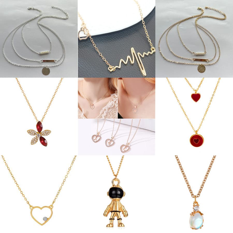 Collier tendance chaîne clavicule simple vague or rose