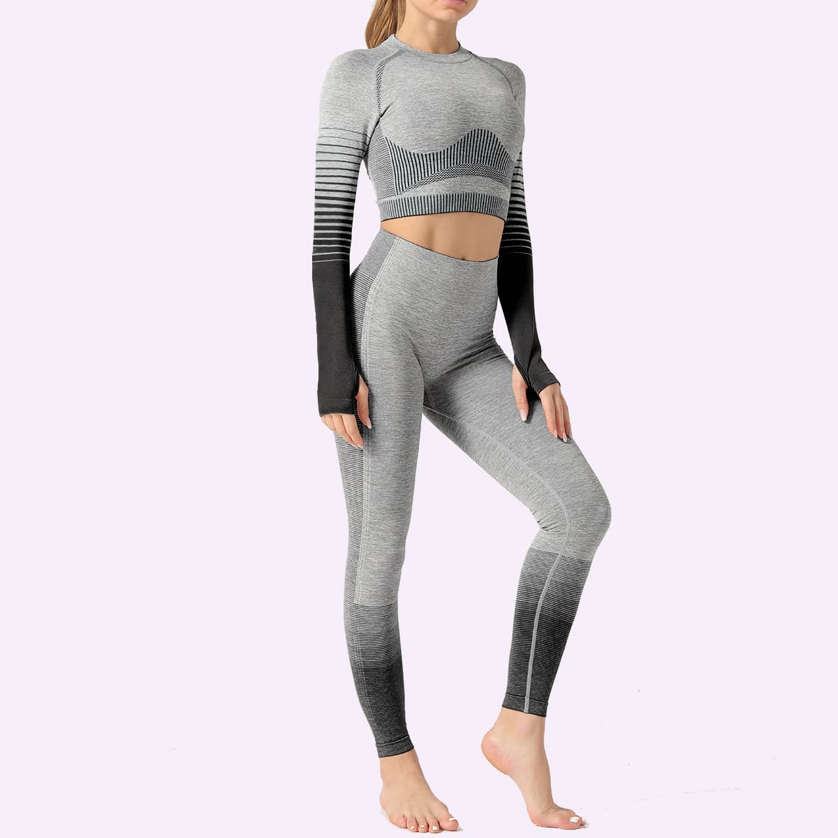 Ensemble Yoga Fitness LANTECH 2 Pièces Tendance Femme — noir