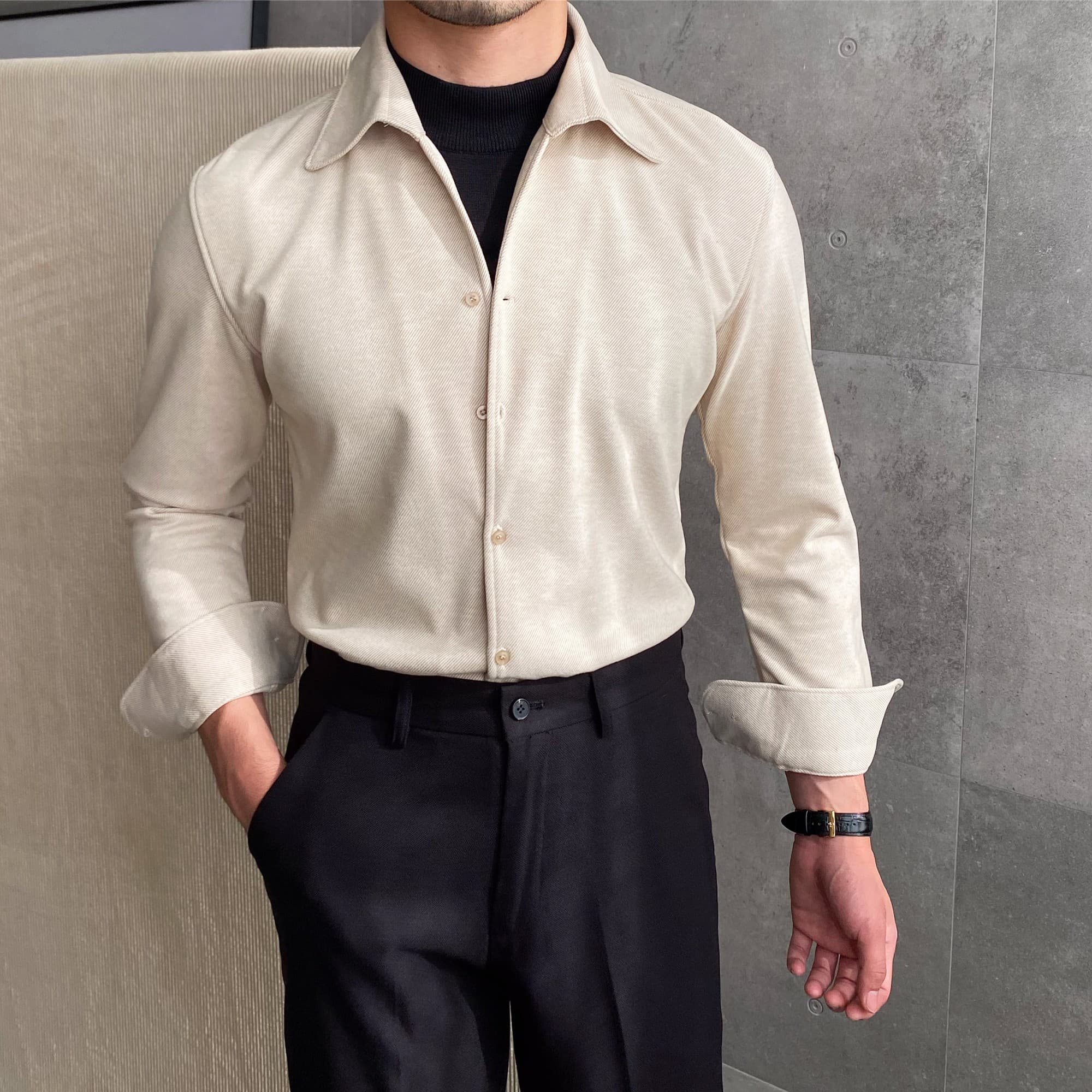 Chemise décontractée polyvalente tendance homme — abricot