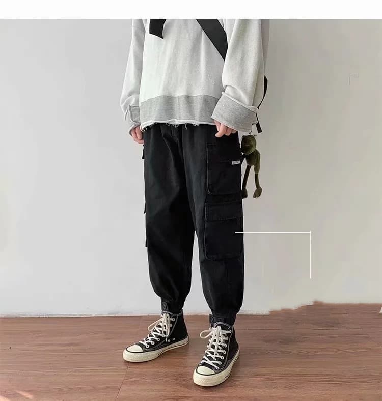 Pantalon décontracté à poches multiples tendance homme