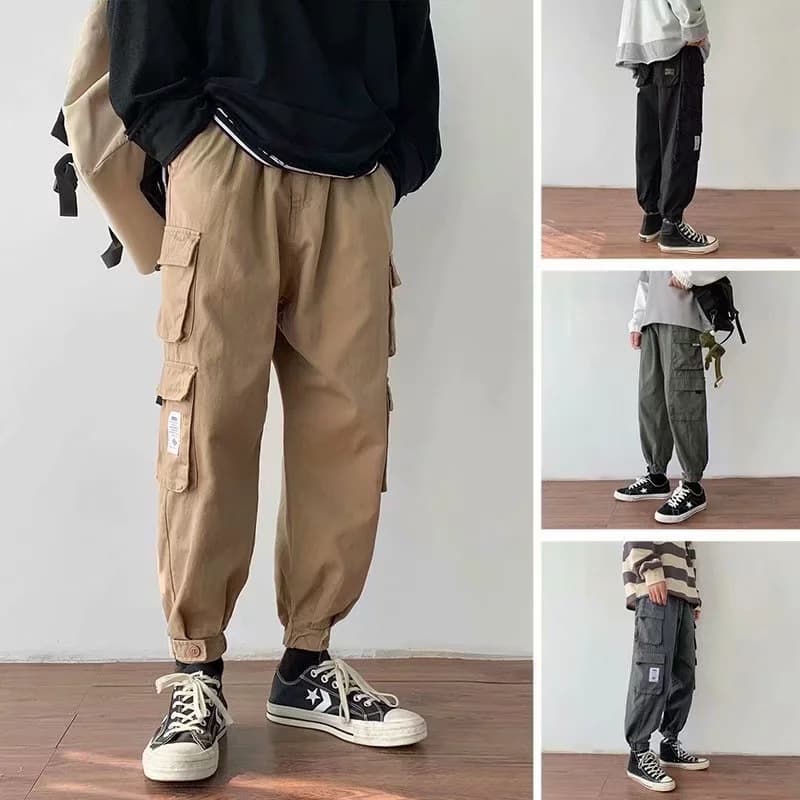 Pantalon décontracté à poches multiples tendance homme