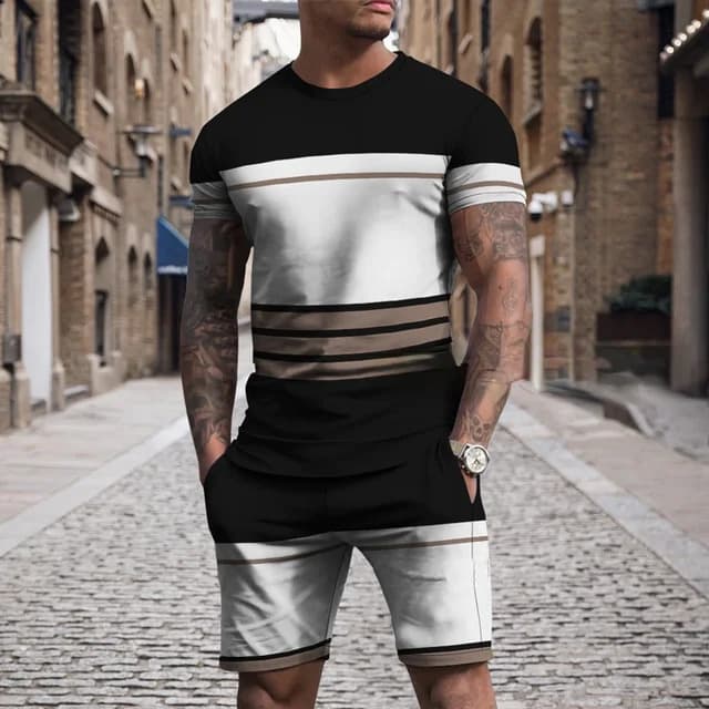 Ensemble de Sport Décontracté Multicolore Tendance Homme