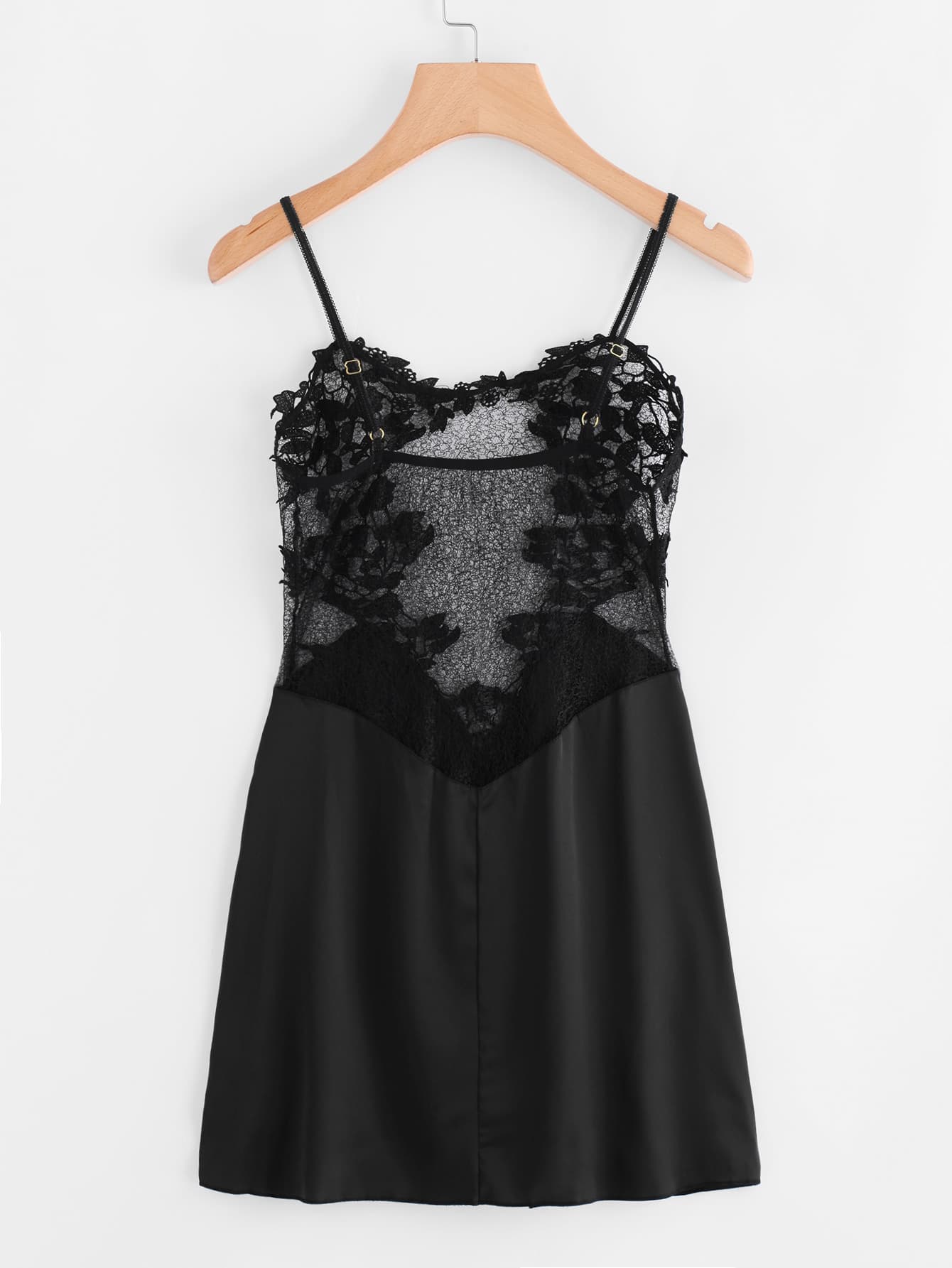 Lingerie Chemise Satine Pour Femme — noir
