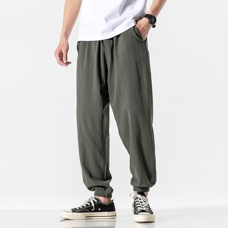 Pantalon court en lin tendance homme