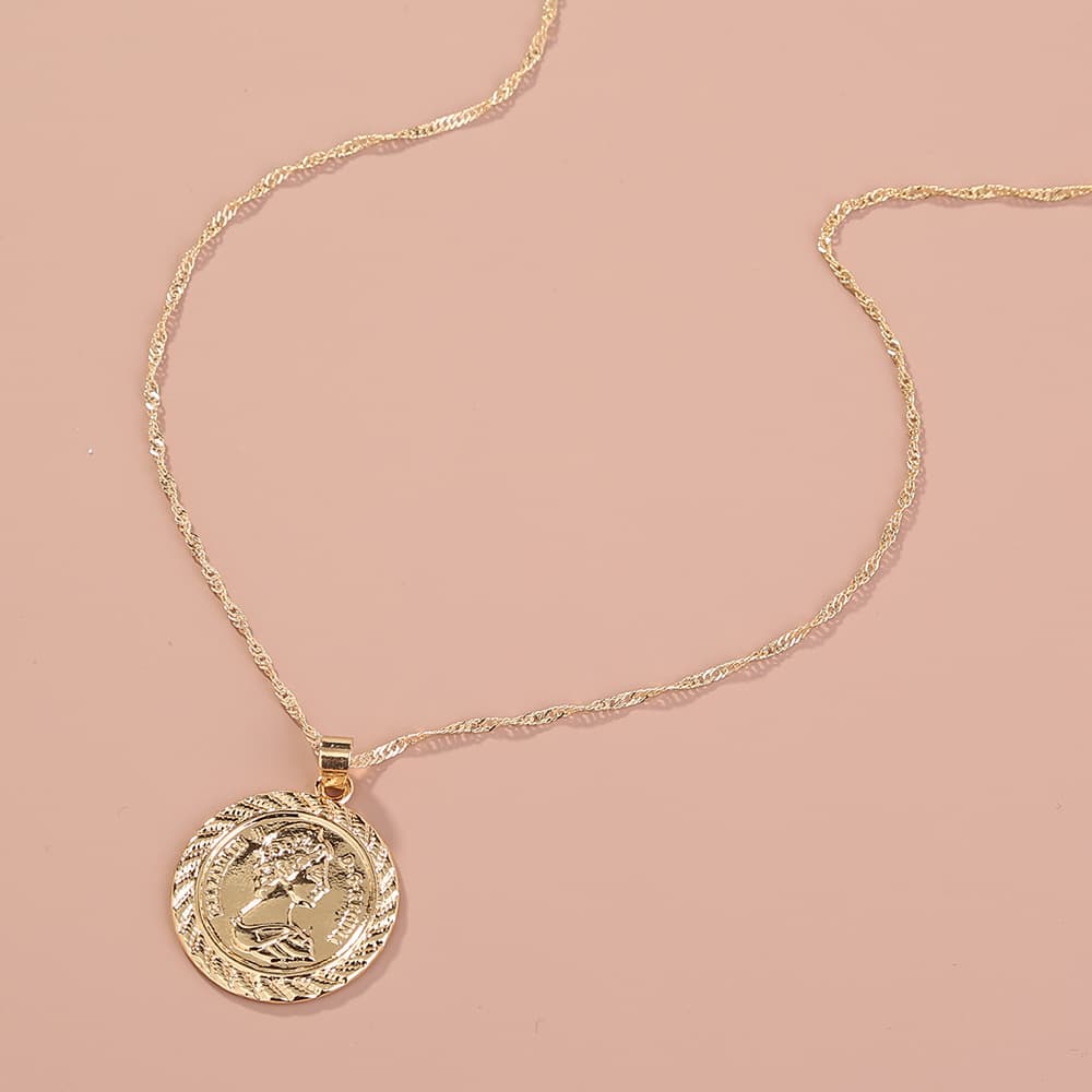 Collier pièce de monnaie tendance style influenceuse