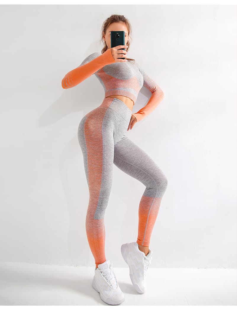Ensemble Yoga Fitness LANTECH 2 Pièces Tendance Femme — orange