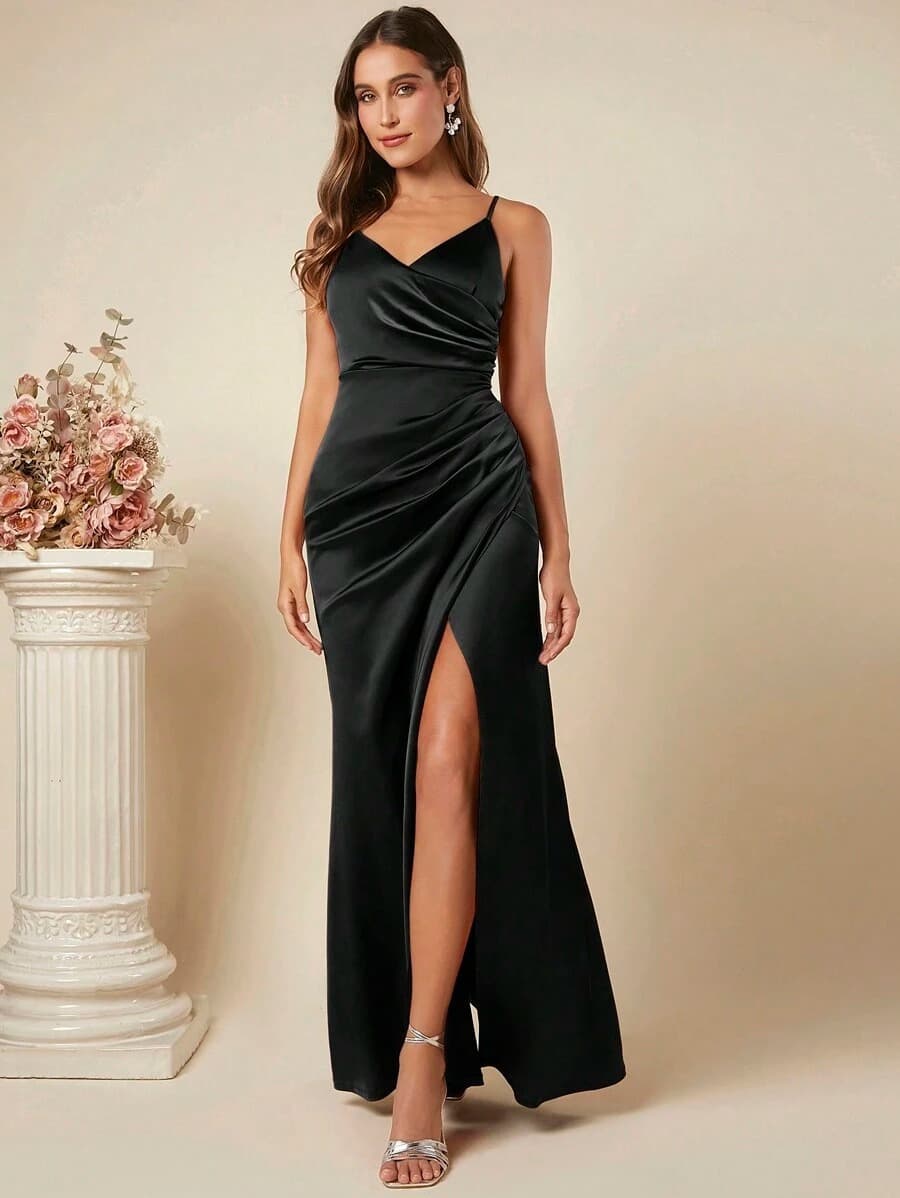 Robe Slip Satin — noir