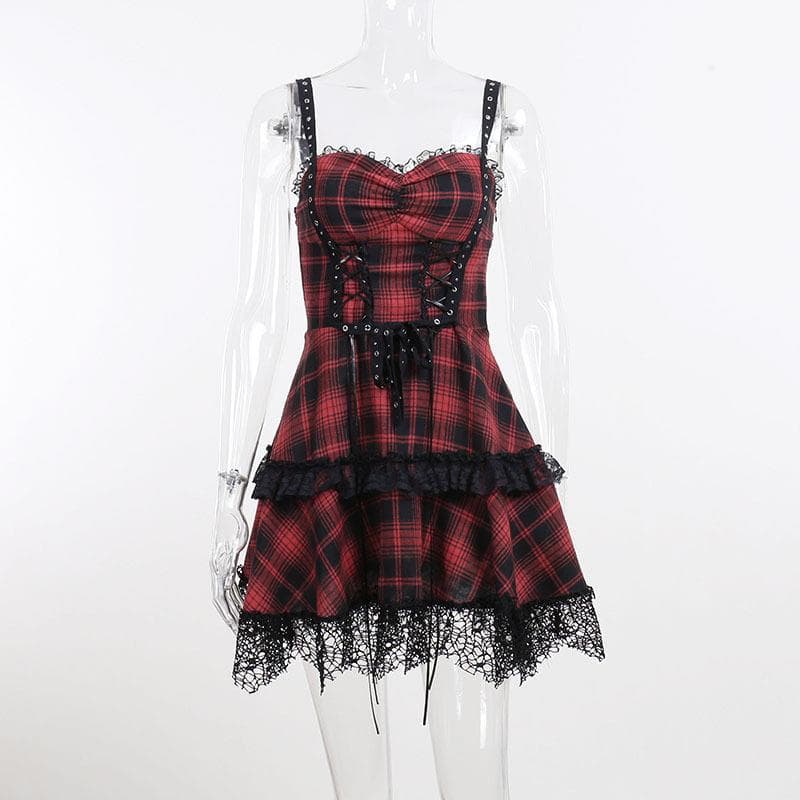 Robe gothique lacée taille cintrée col V