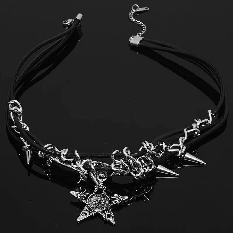 Collier Pendentif Tête de Mort Étoile Y2K Tendance