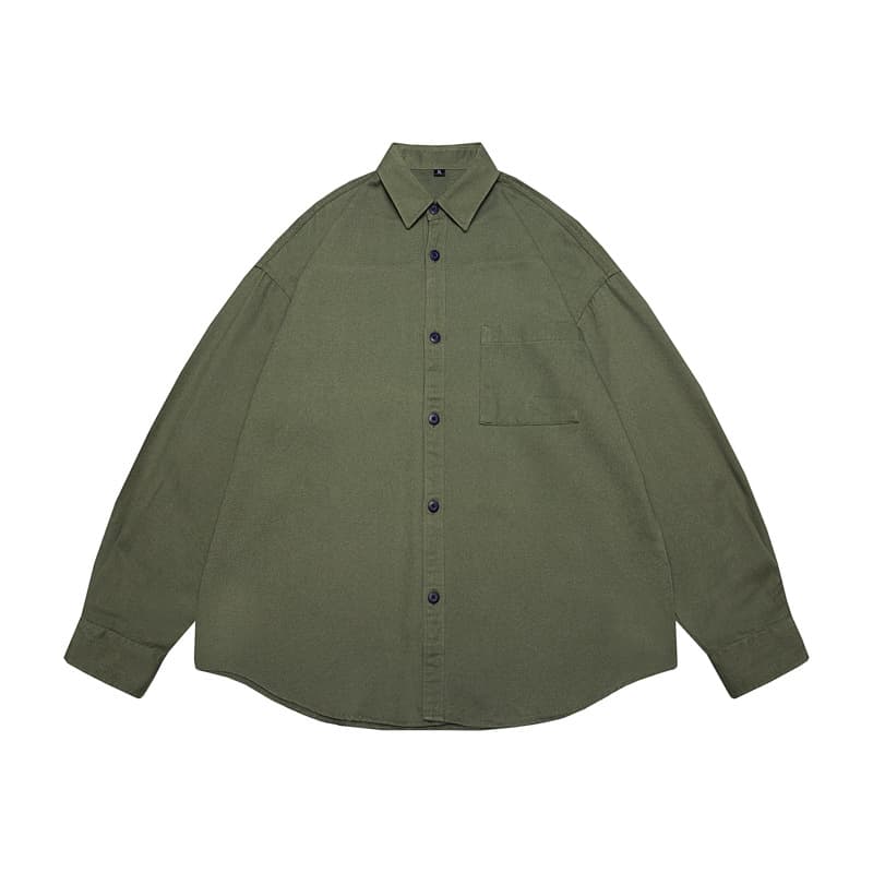 Chemise manches longues décontractée tendance homme — vert-armee