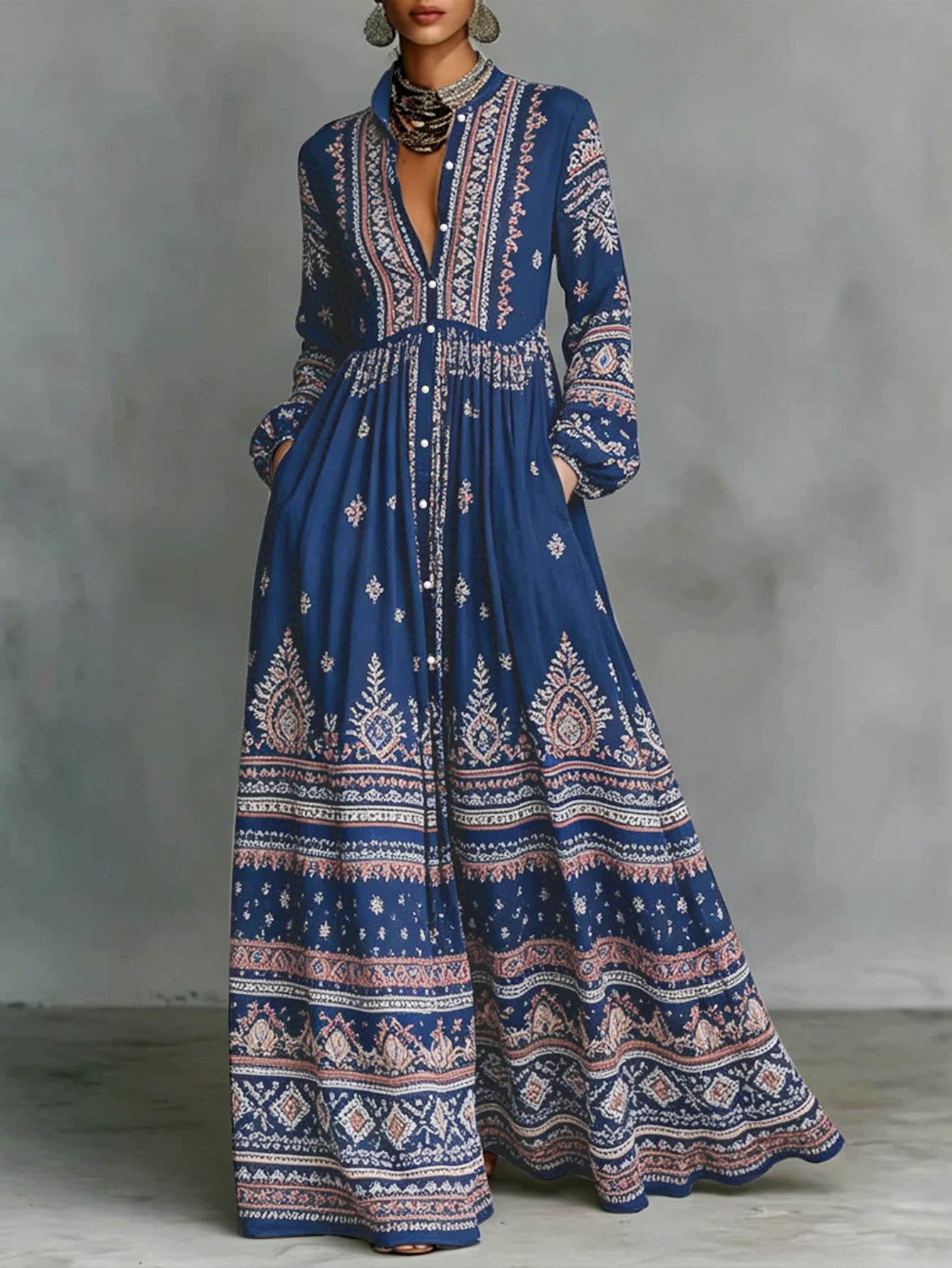Robe Longue Fluide Ete — bleu-marine