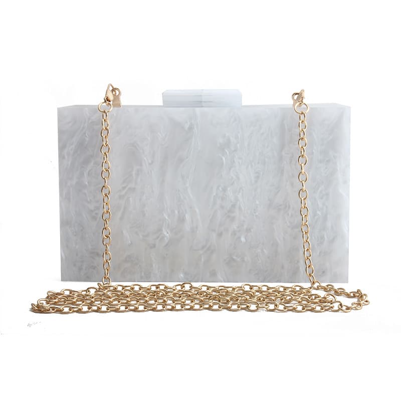 Sac à Main Marbré Acrylique Luxe Tendance Femme — blanc