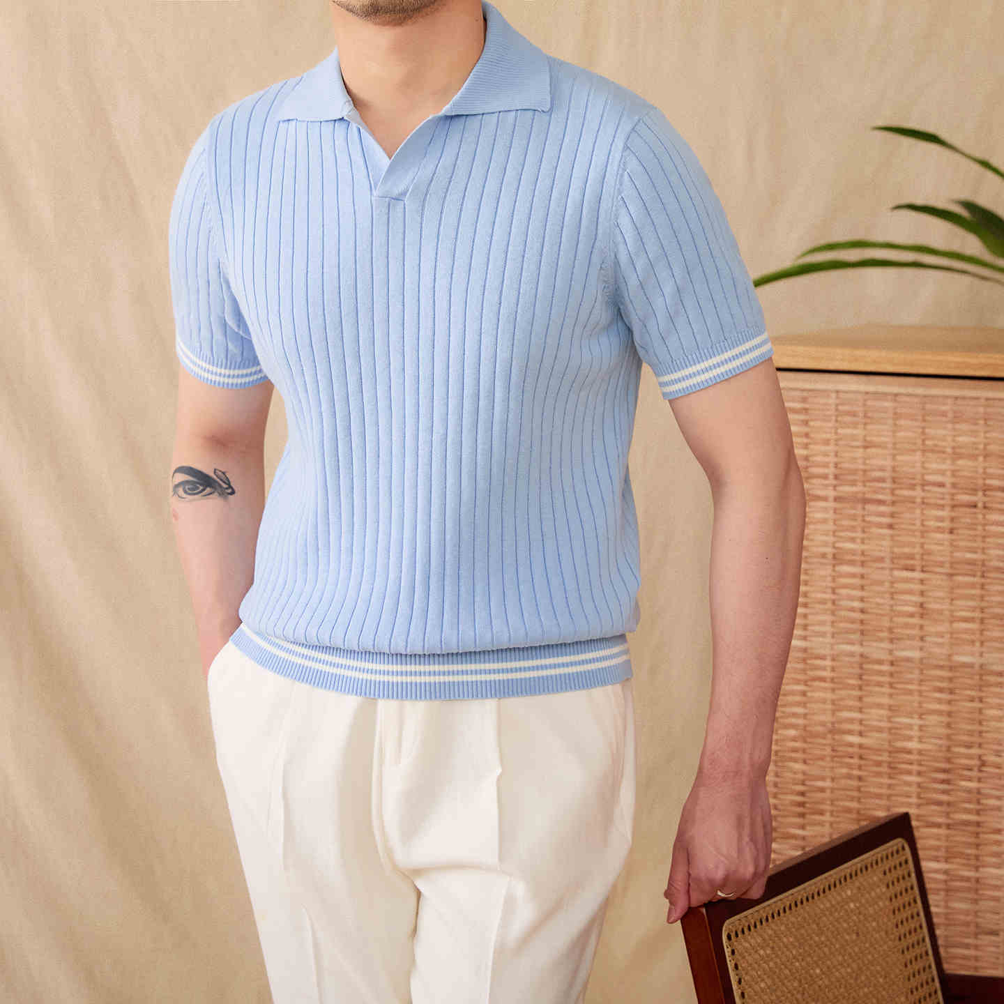 T-shirt col revers tendance polyvalent homme