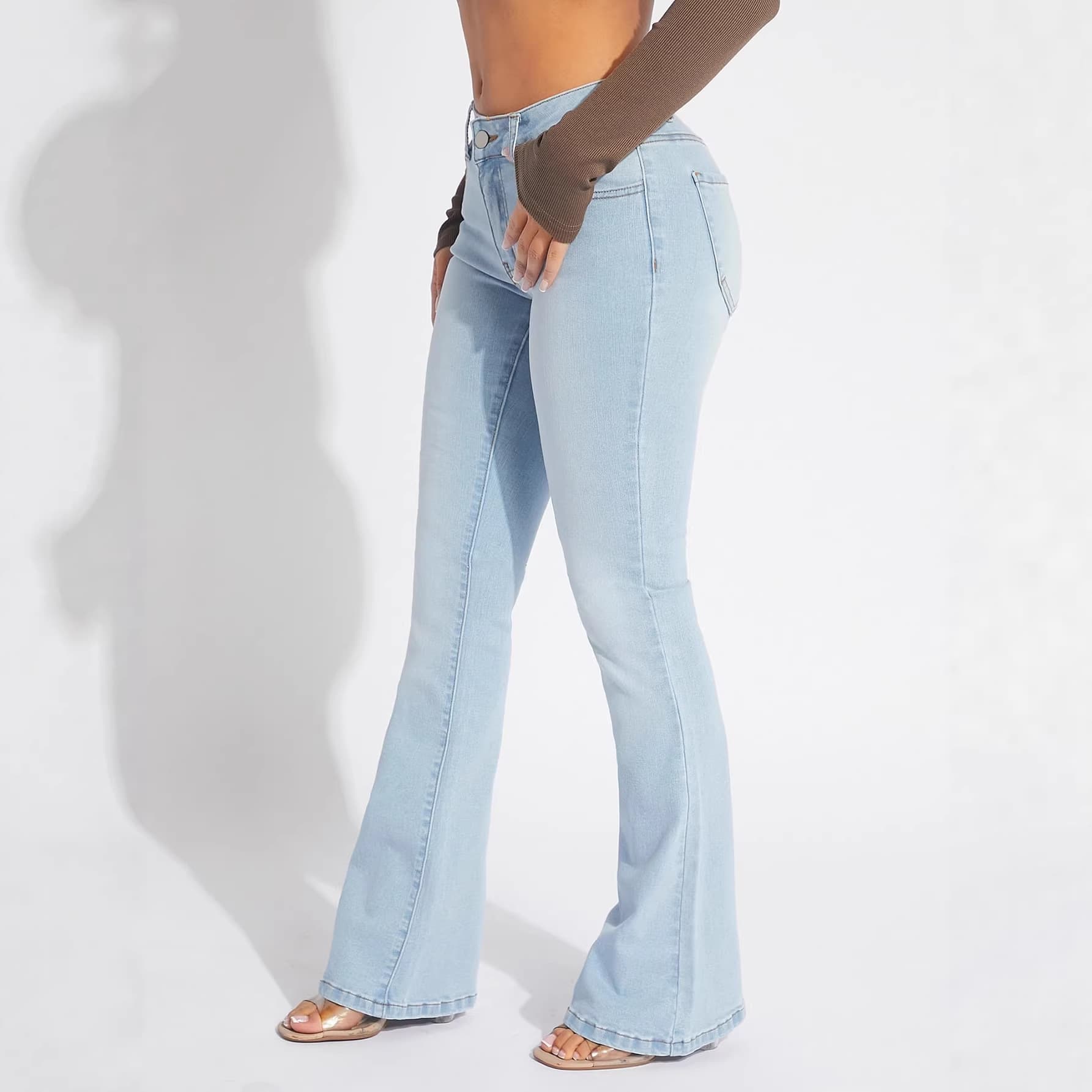Jean évasé élastique rétro style européen tendance femme