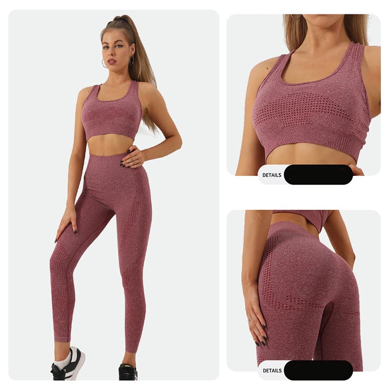 Ensemble Yoga Sans Couture 2 Pièces Tendance Femme