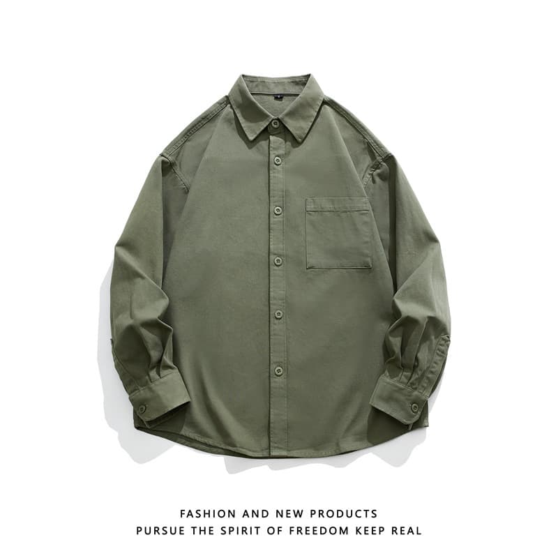 Chemise manches longues décontractée tendance homme — vert-herbe