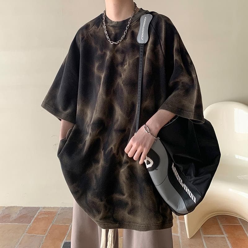 T-shirt rétro ample tendance homme — noir