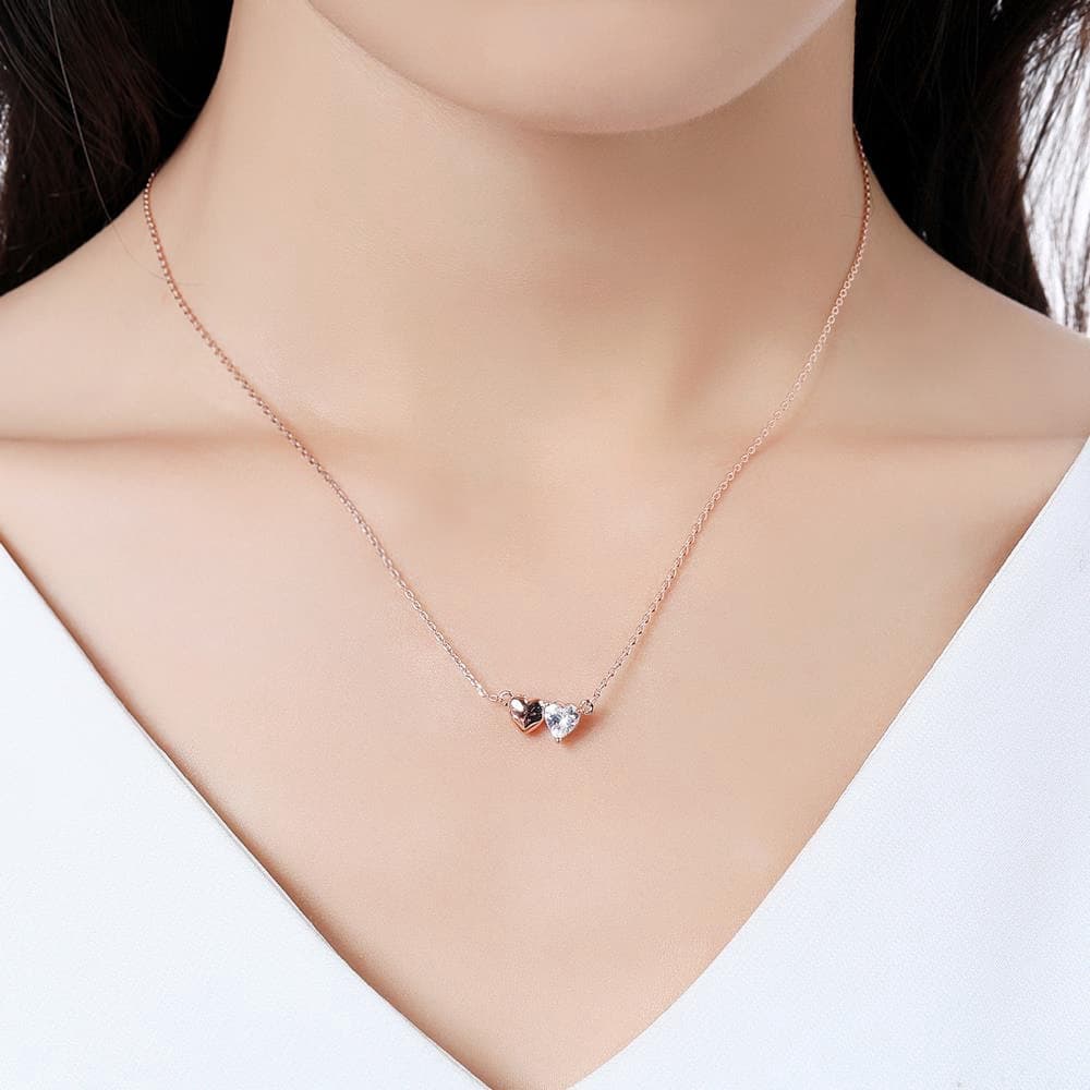 Collier tendance pour femme en or rose 18 carats avec pendentif cœur