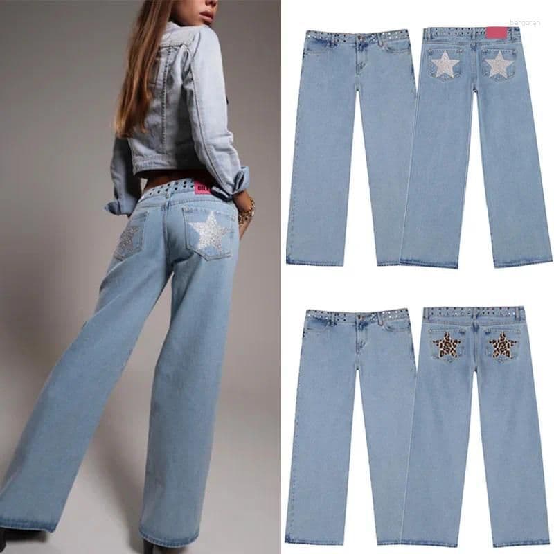 Jean droit ample étoile tendance femme