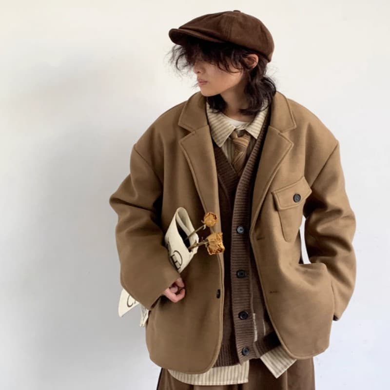 Veste Ample Style Universitaire Décontractée Tendance
