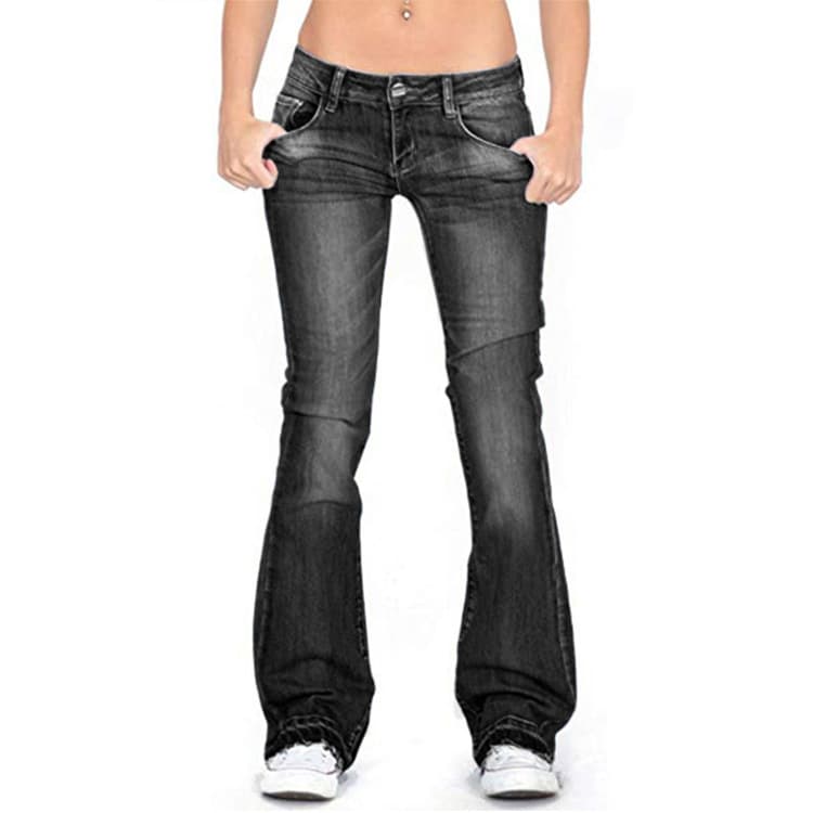 Jean déchiré tendance marque décontracté femme — noir