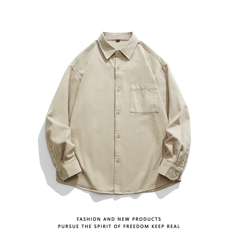 Chemise manches longues décontractée tendance homme — beige-abricot