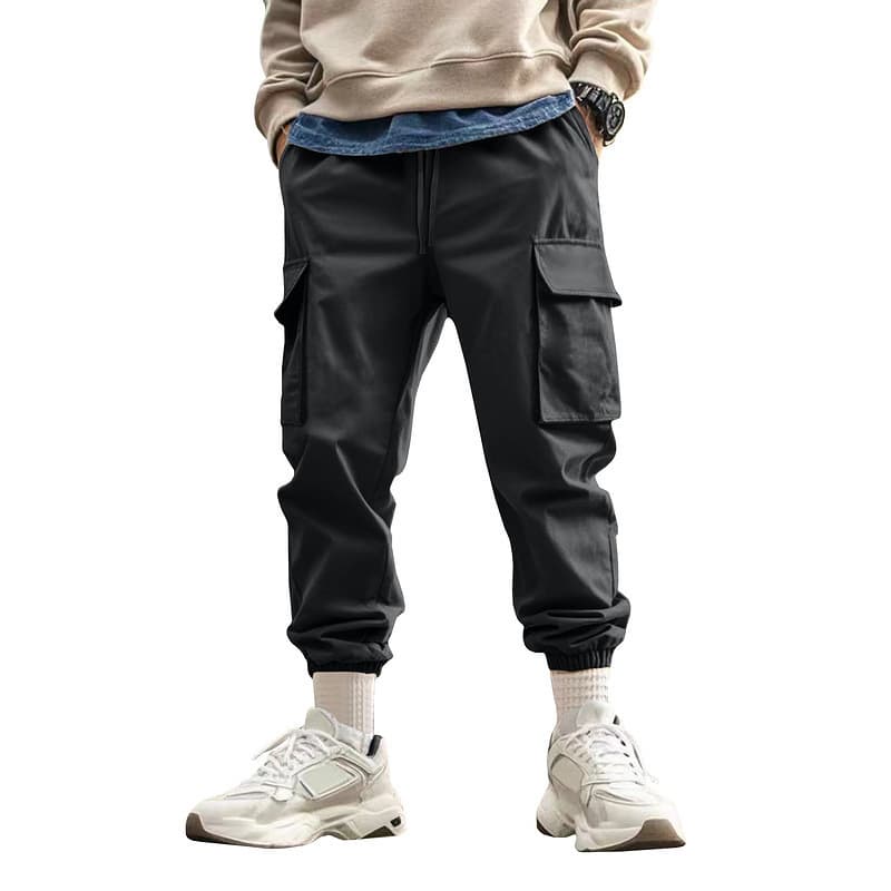 Pantalon sportif décontracté tendance homme — noir