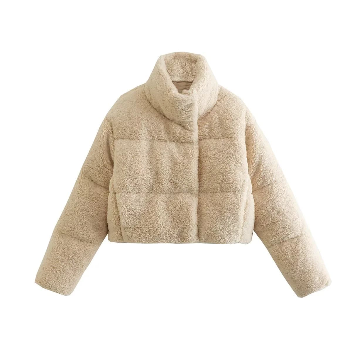 Veste Courte Coton Col Montant Tendance Femme