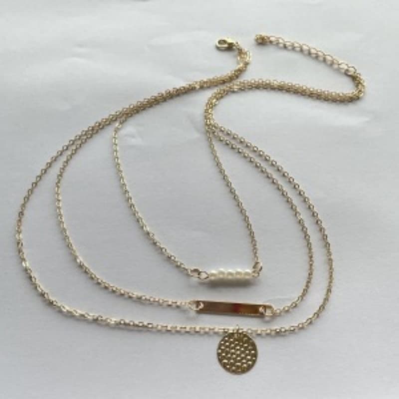 Collier tendance chaîne clavicule simple vague or rose