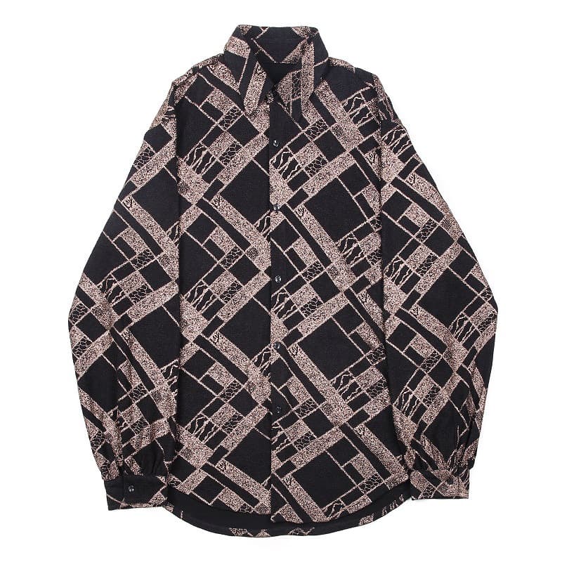 Chemise homme tendance dorée 3D manches longues