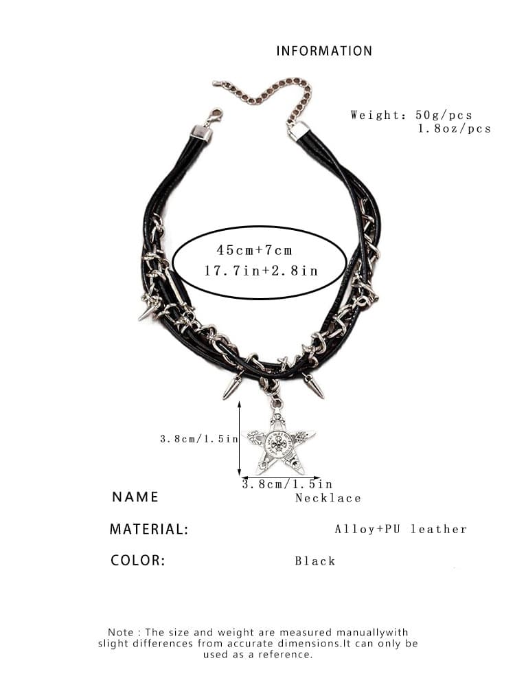 Collier Pendentif Tête de Mort Étoile Y2K Tendance