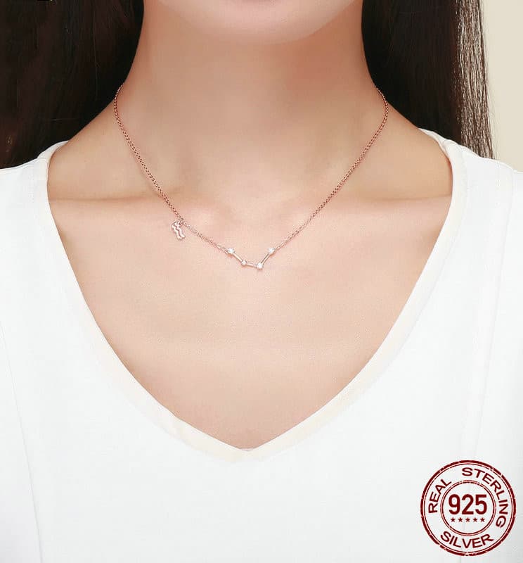 Collier constellation tendance argent S925 plaqué or rose