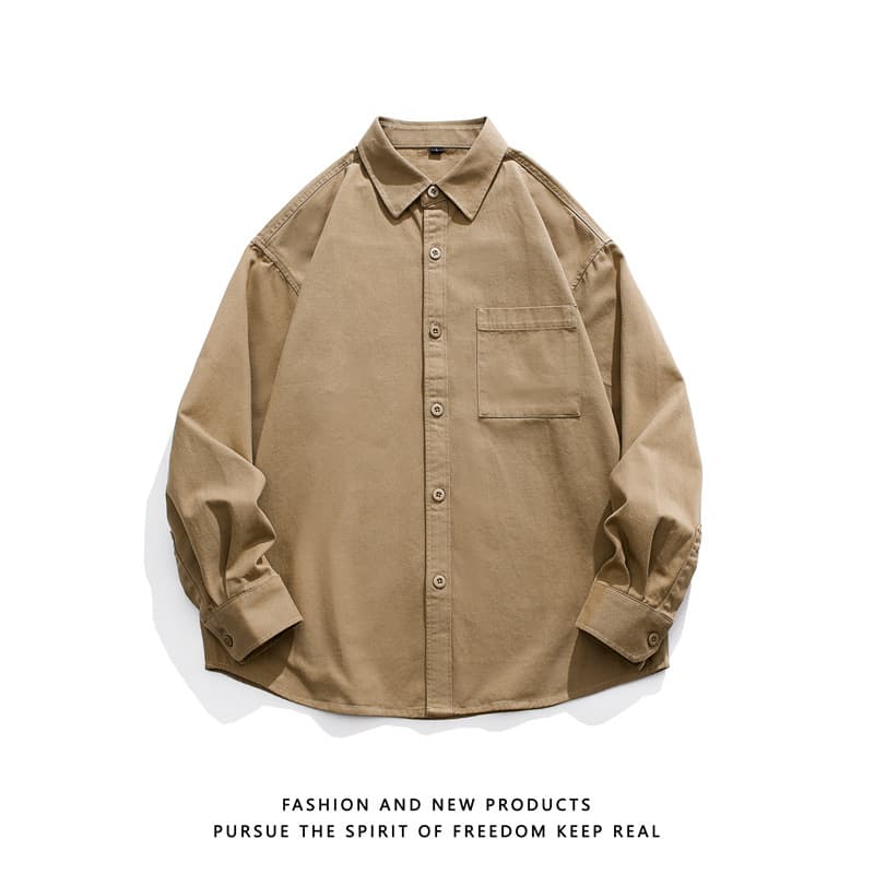Chemise manches longues décontractée tendance homme — kaki