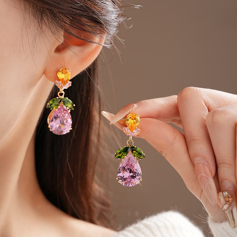 Collier et Boucles d’Oreilles Zircon Coloré Tendance Petit Prix