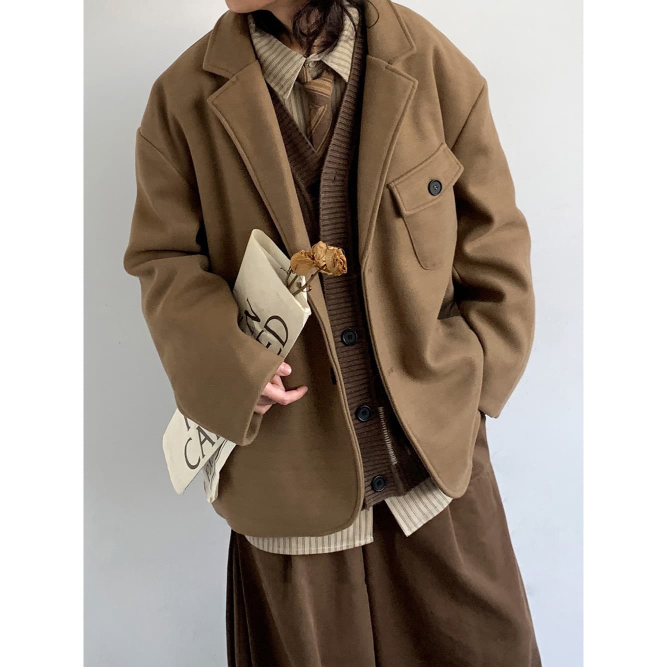 Veste Ample Style Universitaire Décontractée Tendance