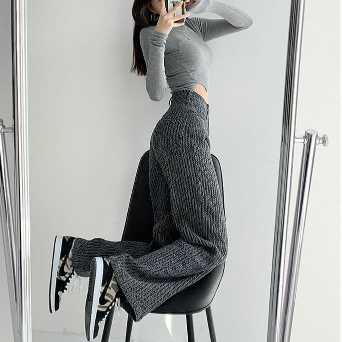 Jean tissé tendance rétro niche femme