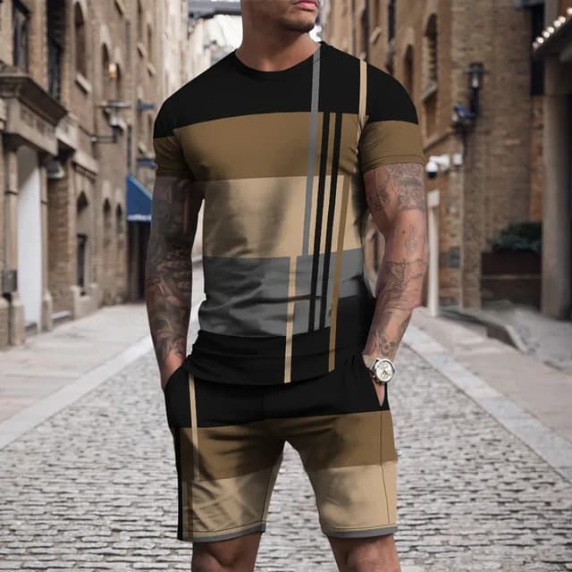 Ensemble de Sport Décontracté Multicolore Tendance Homme