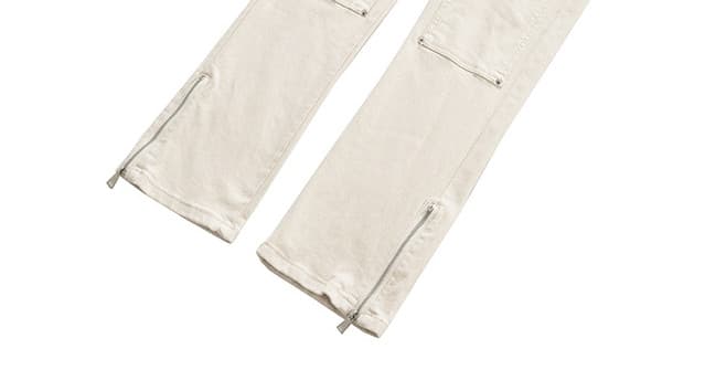 Jean multi-zip taille moyenne tendance femme