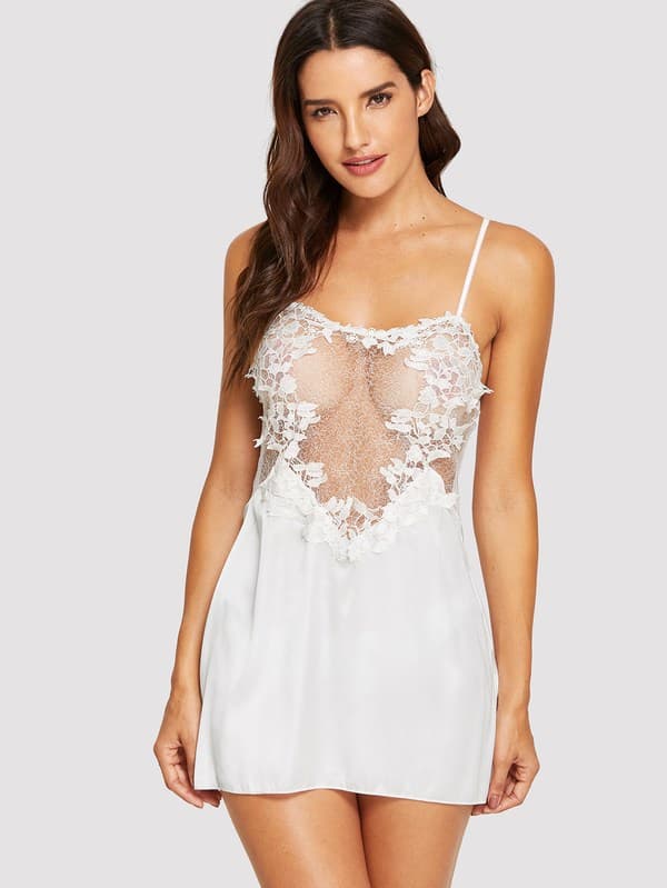 Lingerie Chemise Satine Pour Femme — blanc