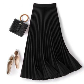 Satin Elegant Accordion High-waisted Pleated Skirt